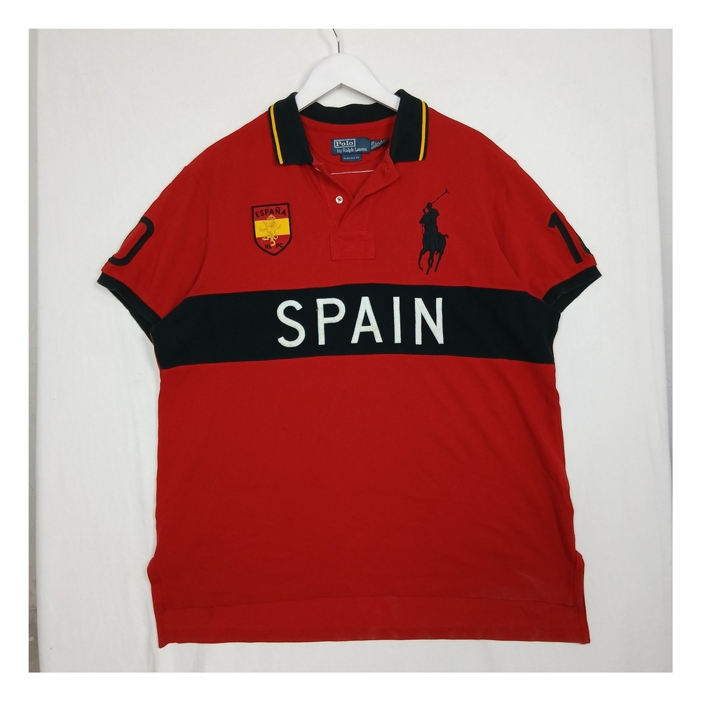 Polo Ralph Lauren Spain Big Pony Polo Shirt Red Custom Fit Mens XL 10